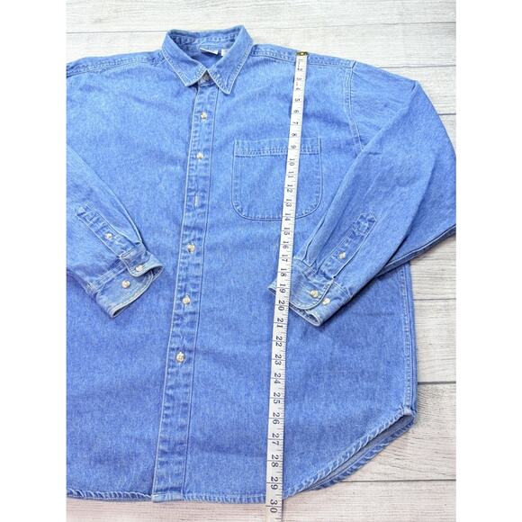 Disney Store Vibtage Denim Button Shirt Embroidered Mickey & Friends Size Lg - Picture 11 of 12